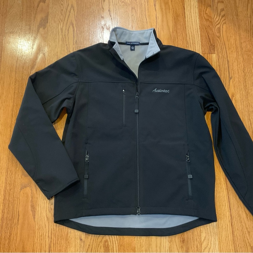 Port Authority Soft Shell Jacket Sz L Men’s Black Zip Up “Actiontec”